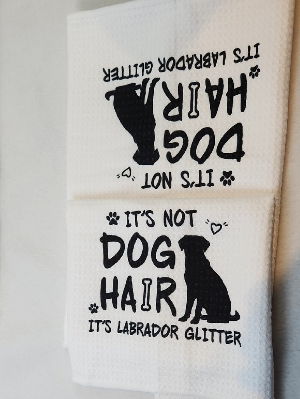 White Labrador Glitter Pet Towel - Playful Dog Design - Picture 4 of 5